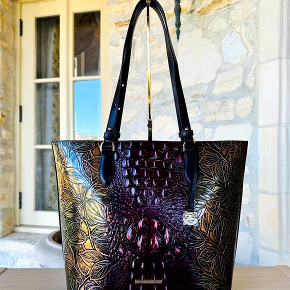 Brahmin Ellen Pesto Edgewood Embossed Leather Satchel/ Ady Wallet Option NWT - Picture 2 of 12